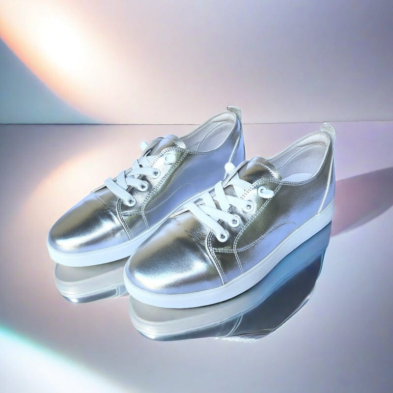 SS24007 Genuine leather sneakers with cushions - White, Black and Silver sneakers Sam Star Shoes