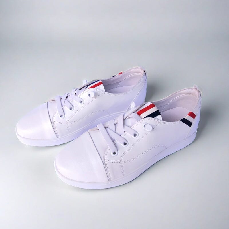 SS24007 Genuine leather sneakers with cushions - White, Black and Silver sneakers Sam Star Shoes