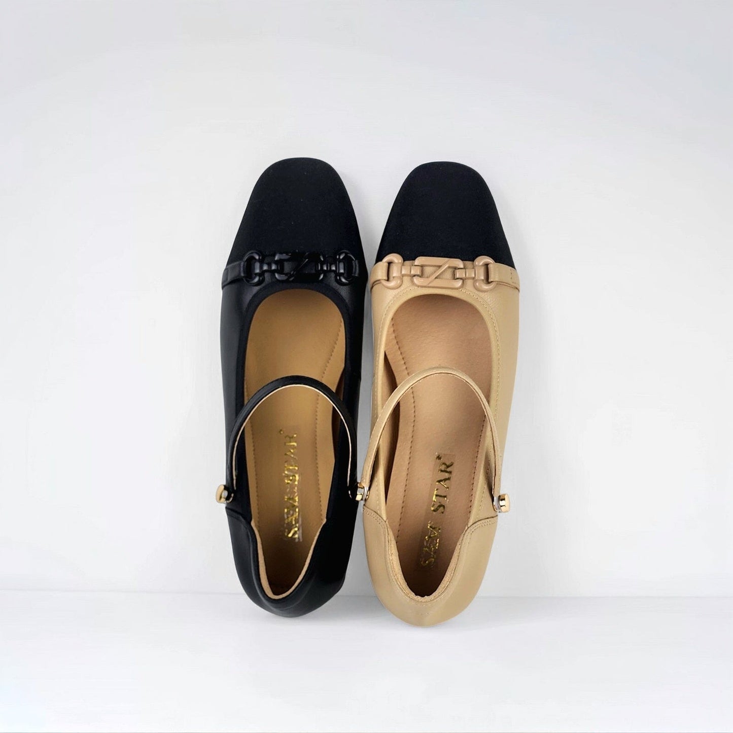 SS25001 Leather pumps with details and removable straps block heel ( new arrival) Pumps Sam Star shoes