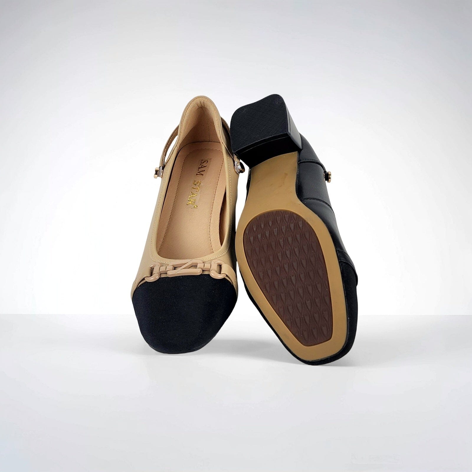 SS25001 Leather pumps with details and removable straps block heel ( new arrival) Pumps Sam Star shoes