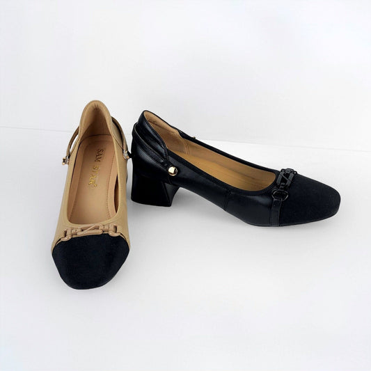SS25001 Leather pumps with details and removable straps block heel ( new arrival) Pumps Sam Star shoes
