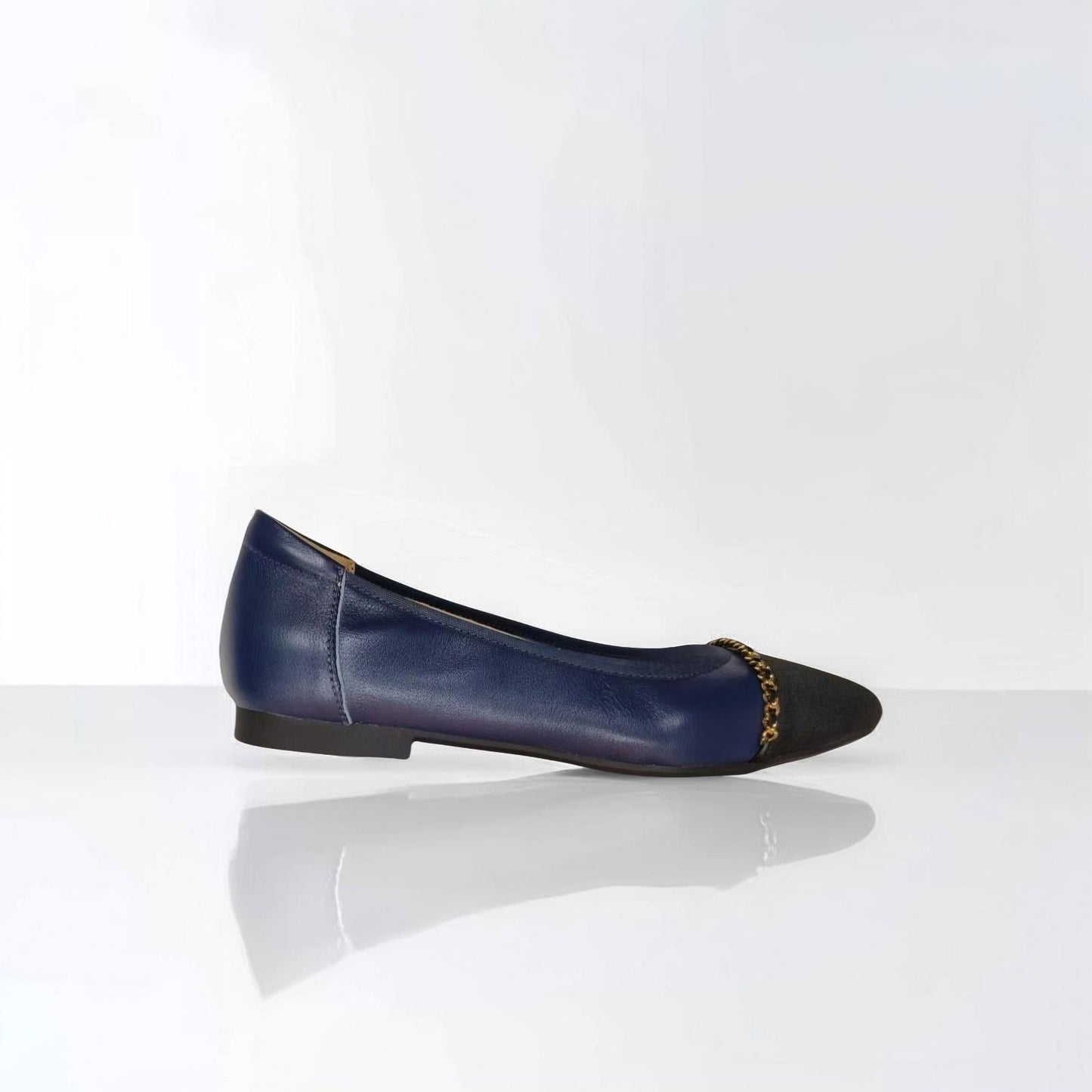 SS23001 Pointy Leather pumps with chain detail and extra cushion( new arrival ) Pumps Sam Star Shoes Navy 36/3
