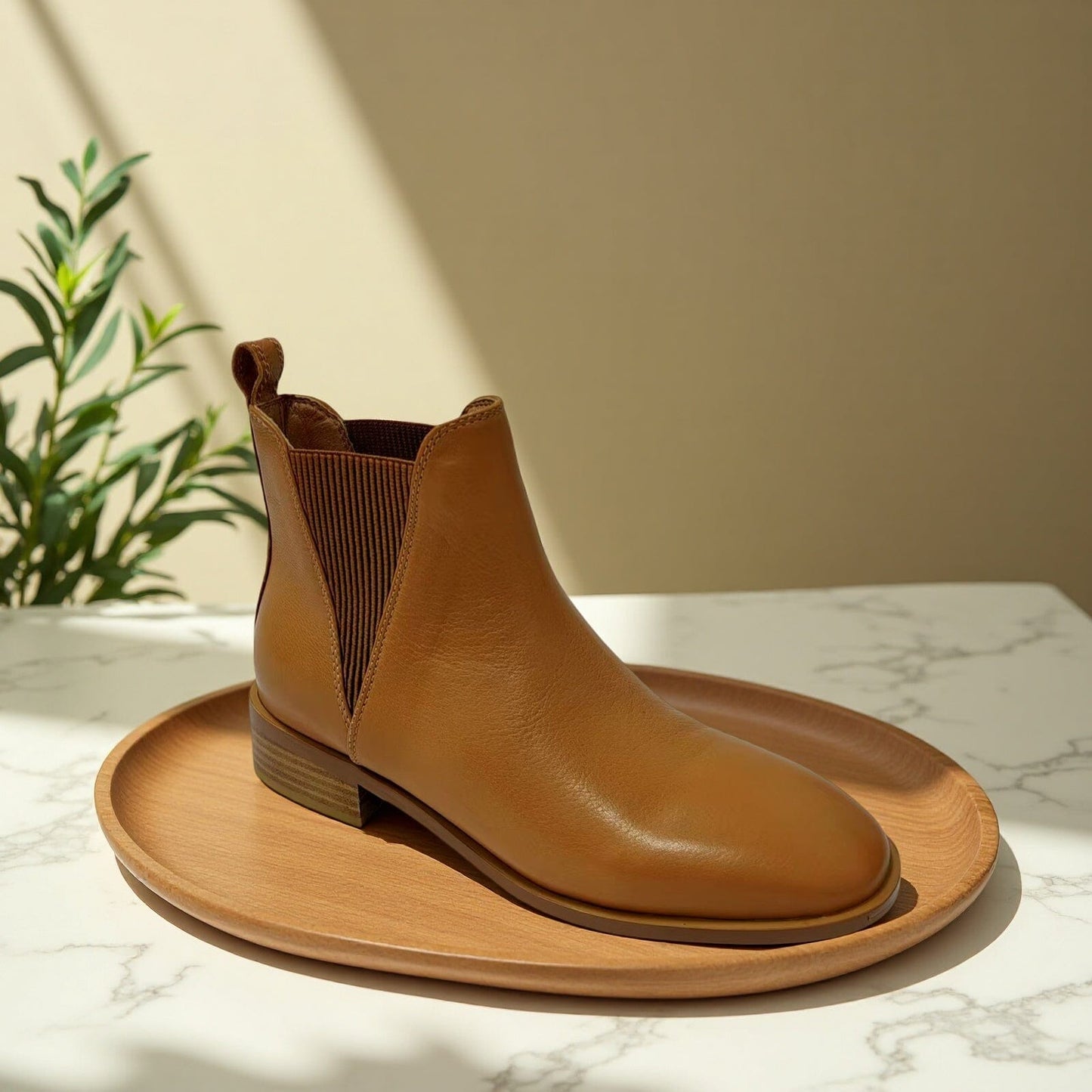 SS25006 Leather boots with elastic detail in Black and Tan Boots Sam Star shoes Tan 36 (3)