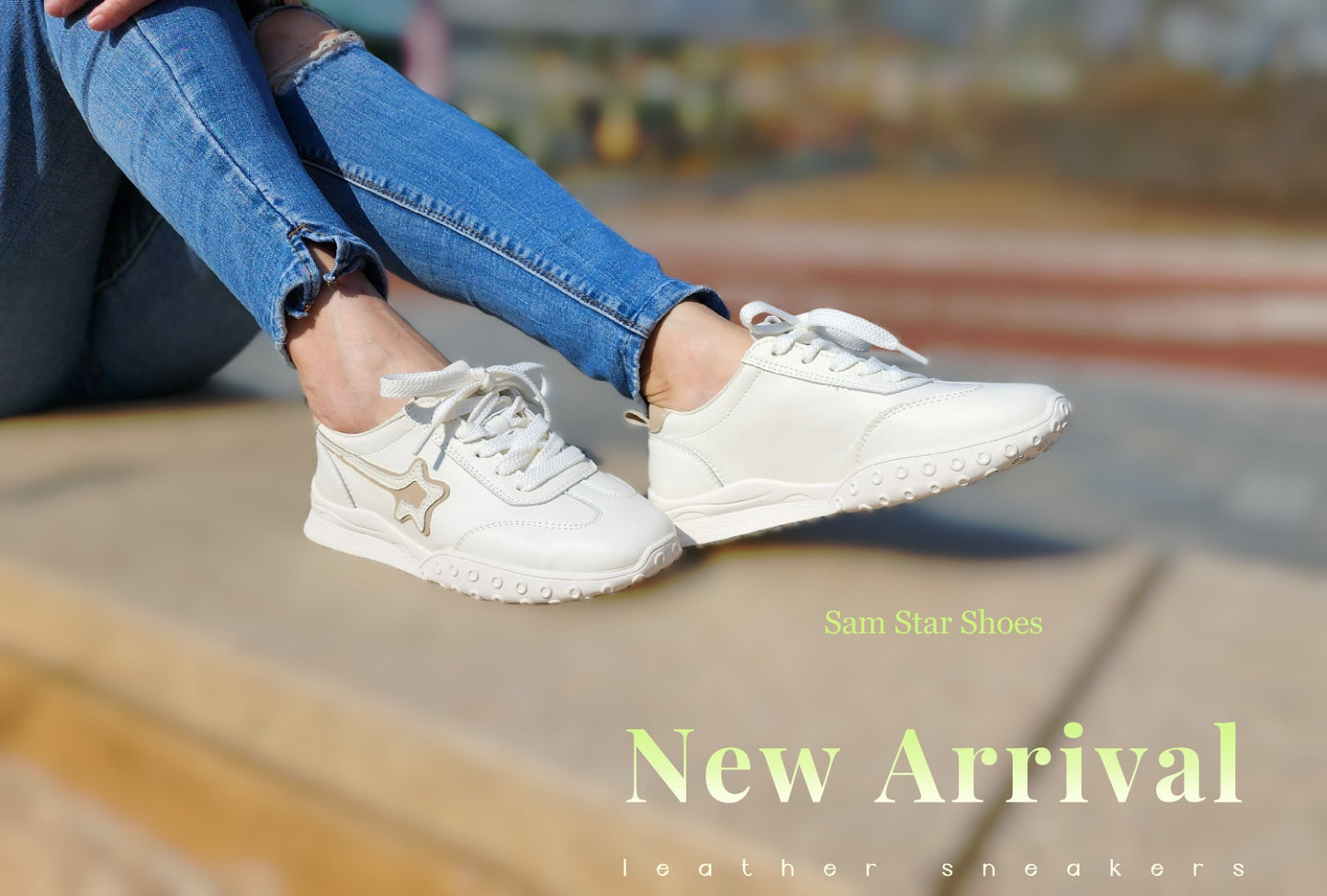 SS23009 White leather sneakers with star and flexible sole sneakers Sam Star Shoes