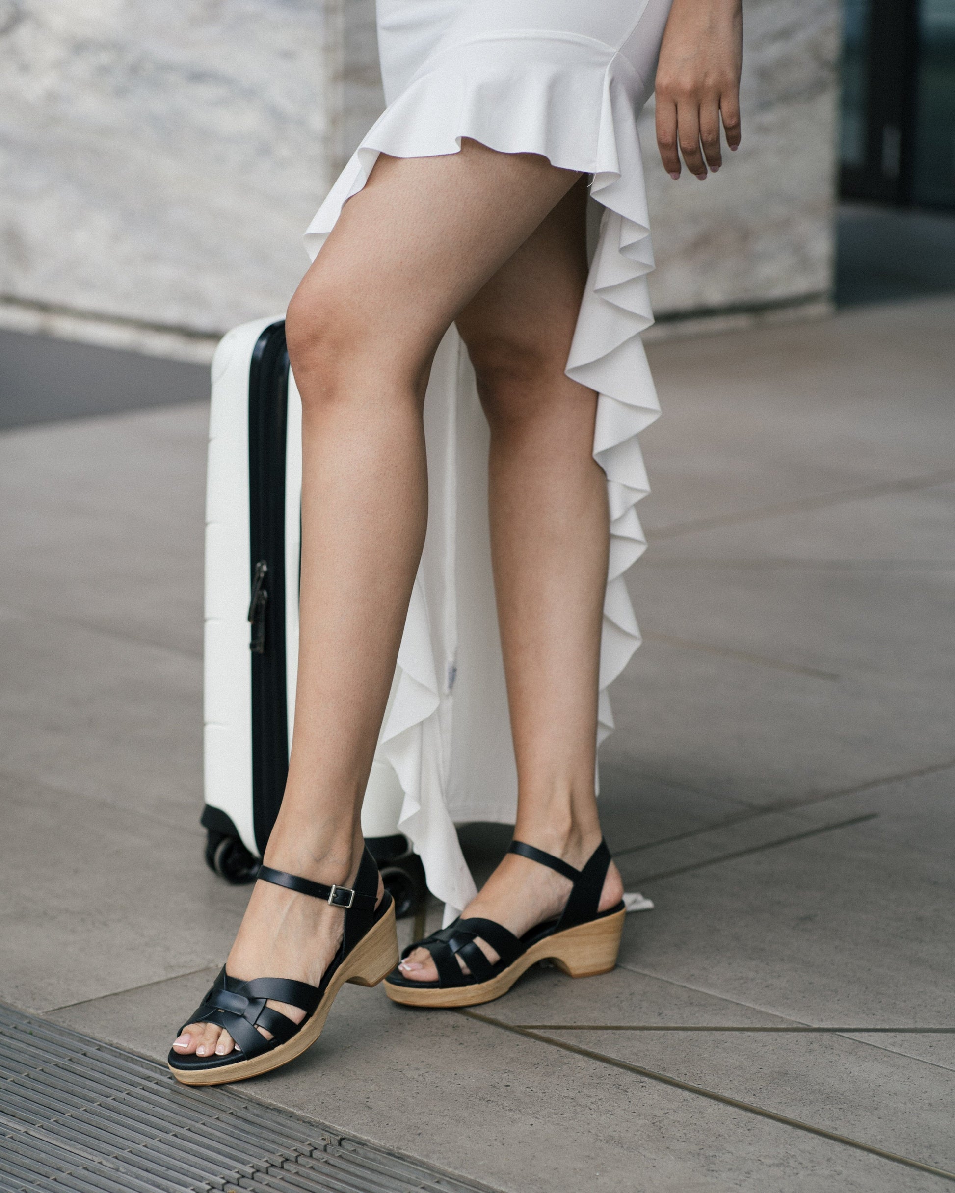 5387 Spanish leather strappy sandals/wedge in Tan and Black sandals Sam Star Shoes