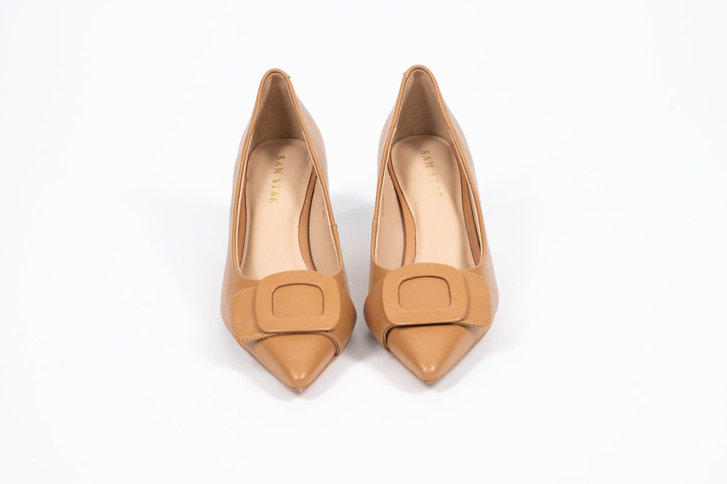 SS23005 Leather court shoes with buckle - Tan ladies shoes Sam Star shoes Tan 37/4
