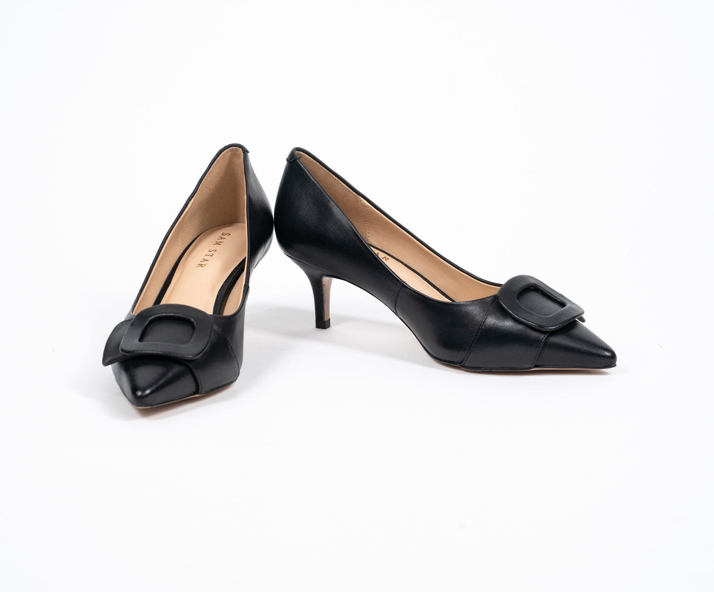 SS23005 Leather court shoes with buckle - Black (New Arrival) ladies shoes Sam Star shoes