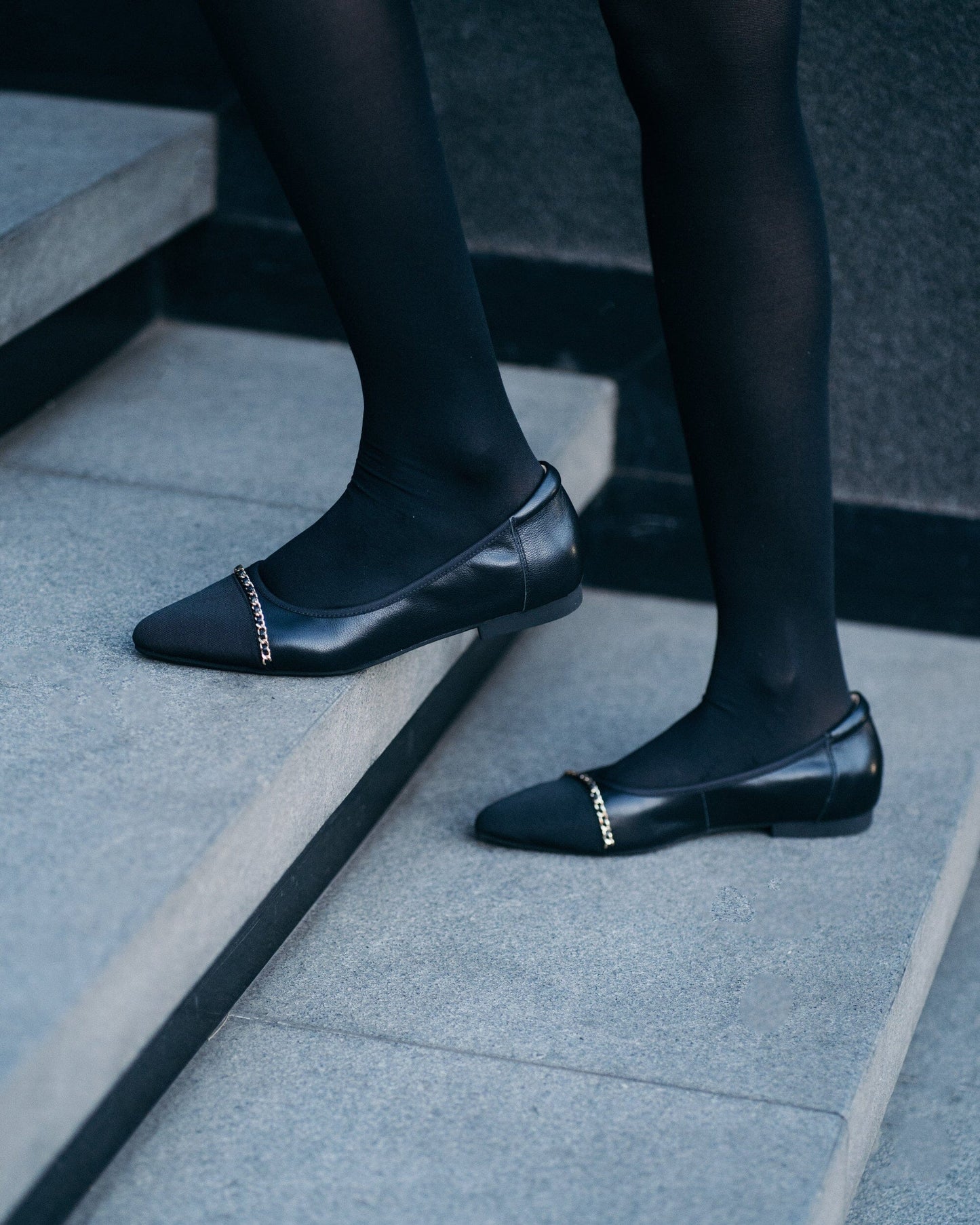 SS23001 Pointy Leather pumps with chain detail and extra cushion( new arrival ) Pumps Sam Star Shoes
