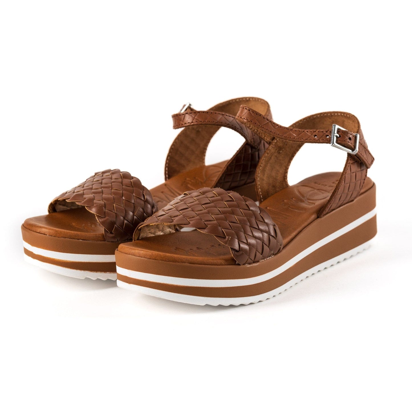 5276TB Spanish leather woven sandals/wedge in Tan sandals Sam Star Shoes Tan 39/6