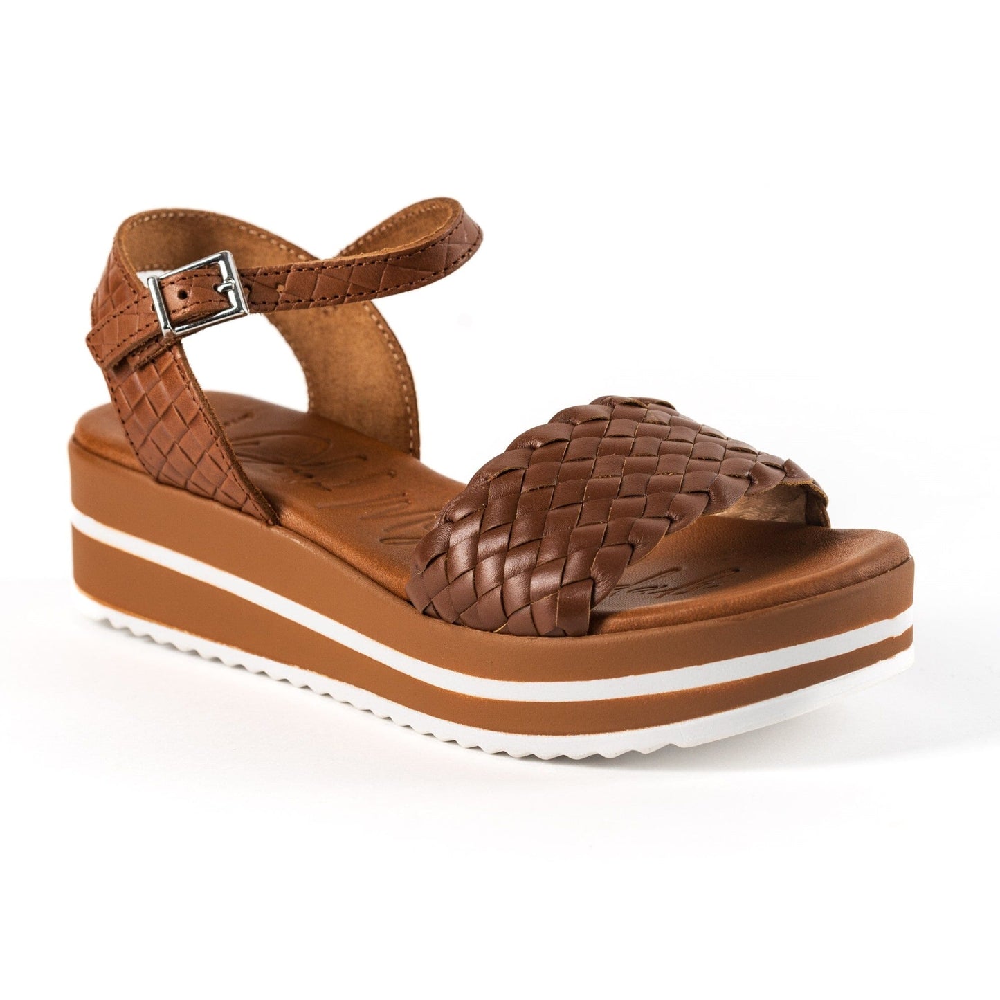 5276TB Spanish leather woven sandals/wedge in Tan sandals Sam Star Shoes Tan 41/8