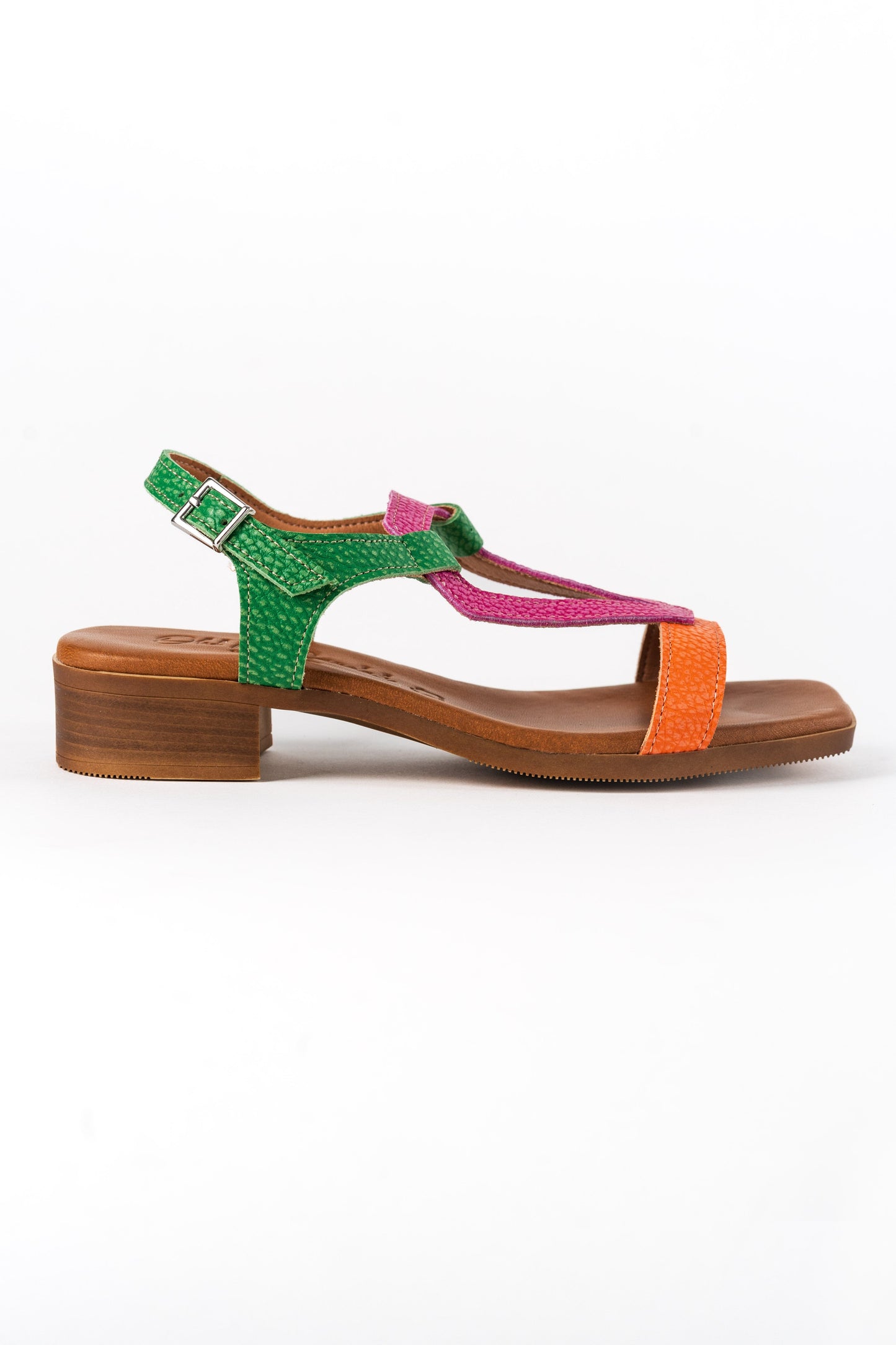 5168 Spanish leather multi colour flat sandals with cushion inside sandals Sam Star Shoes