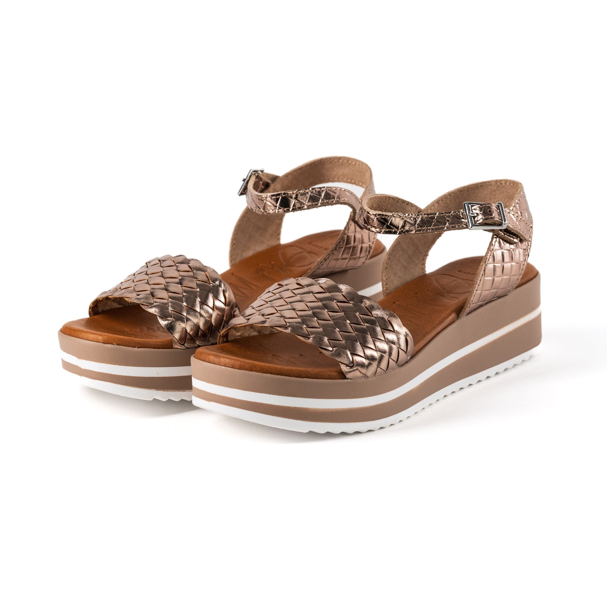 5276TB Spanish leather woven sandals/wedge in Gold sandals Sam Star Shoes