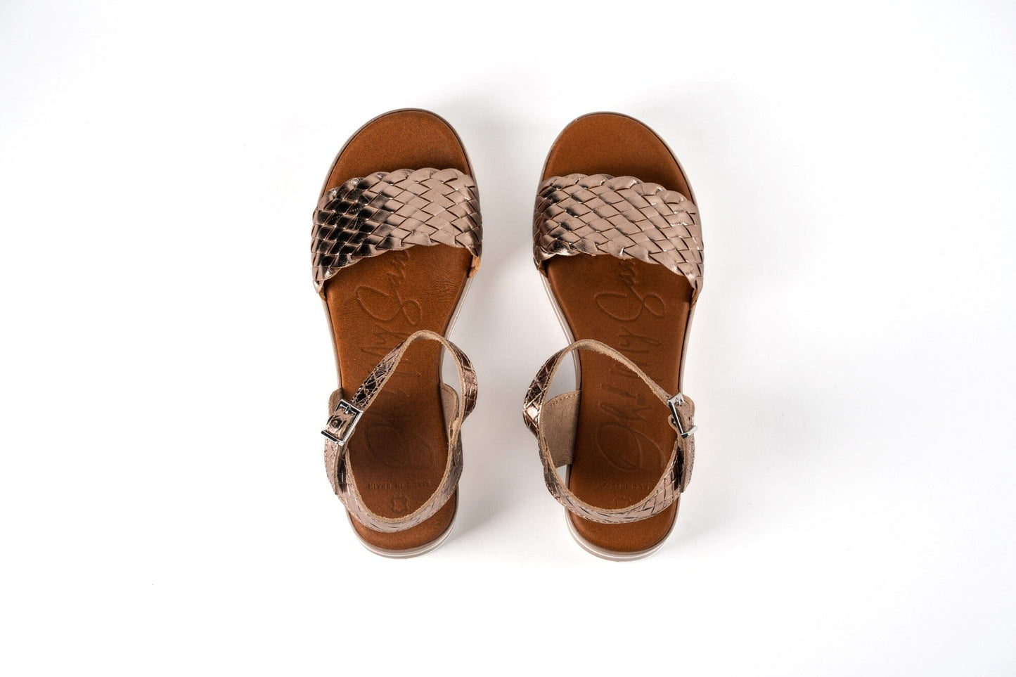 5276TB Spanish leather woven sandals/wedge in Gold sandals Sam Star Shoes