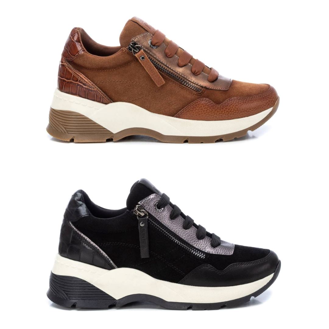 160195 Spanish Collection Leather sneakers with cushion sole in Black/Tan sneakers Sam Star shoes