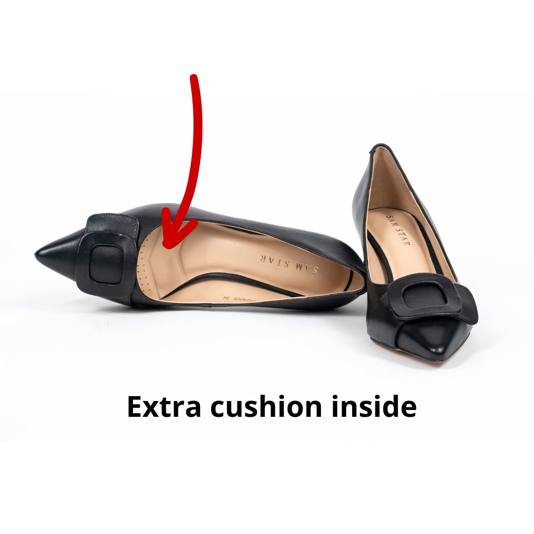 SS23005 Leather court shoes with buckle - Black (New Arrival) ladies shoes Sam Star shoes