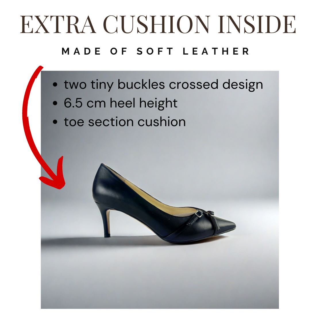 SS24005 Leather court shoes with small buckles in Black and Tan ladies shoes Sam Star shoes