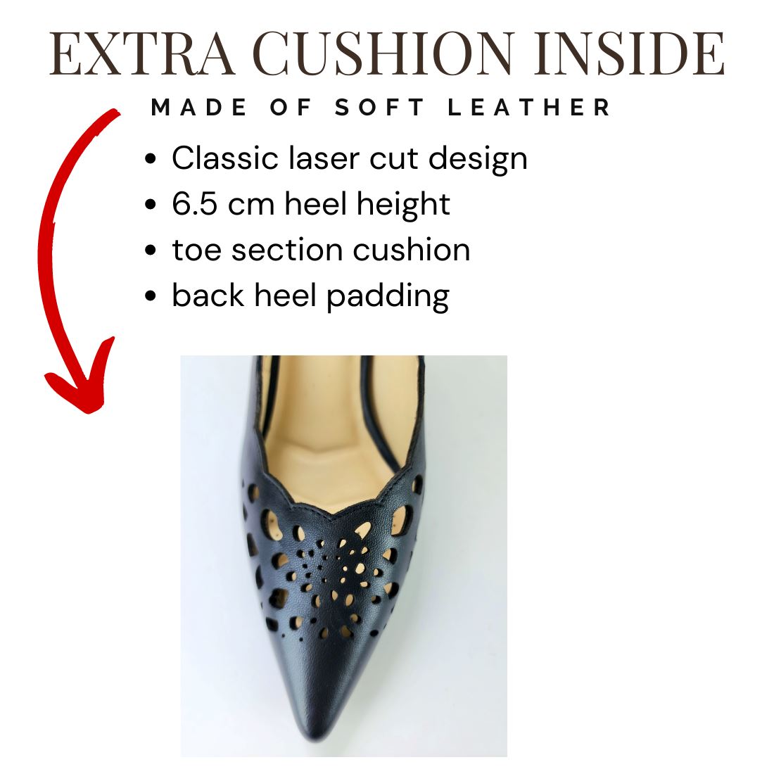 SS23008 Laser Cut Leather Court Shoes with extra cushion in Tan ladies shoes Sam Star Shoes