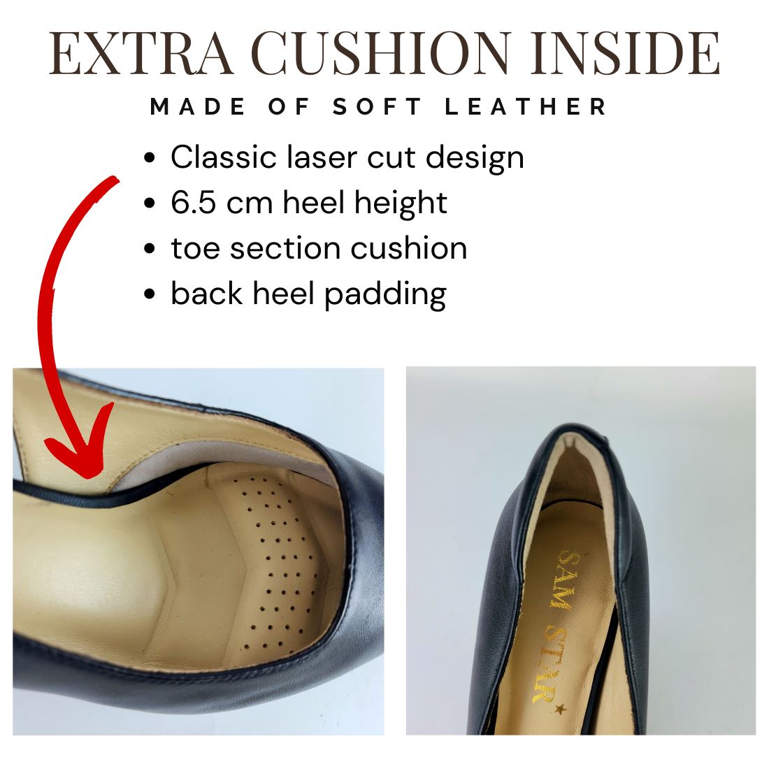 SS23008 Laser Cut Leather Court Shoes with extra cushion in Tan ladies shoes Sam Star Shoes