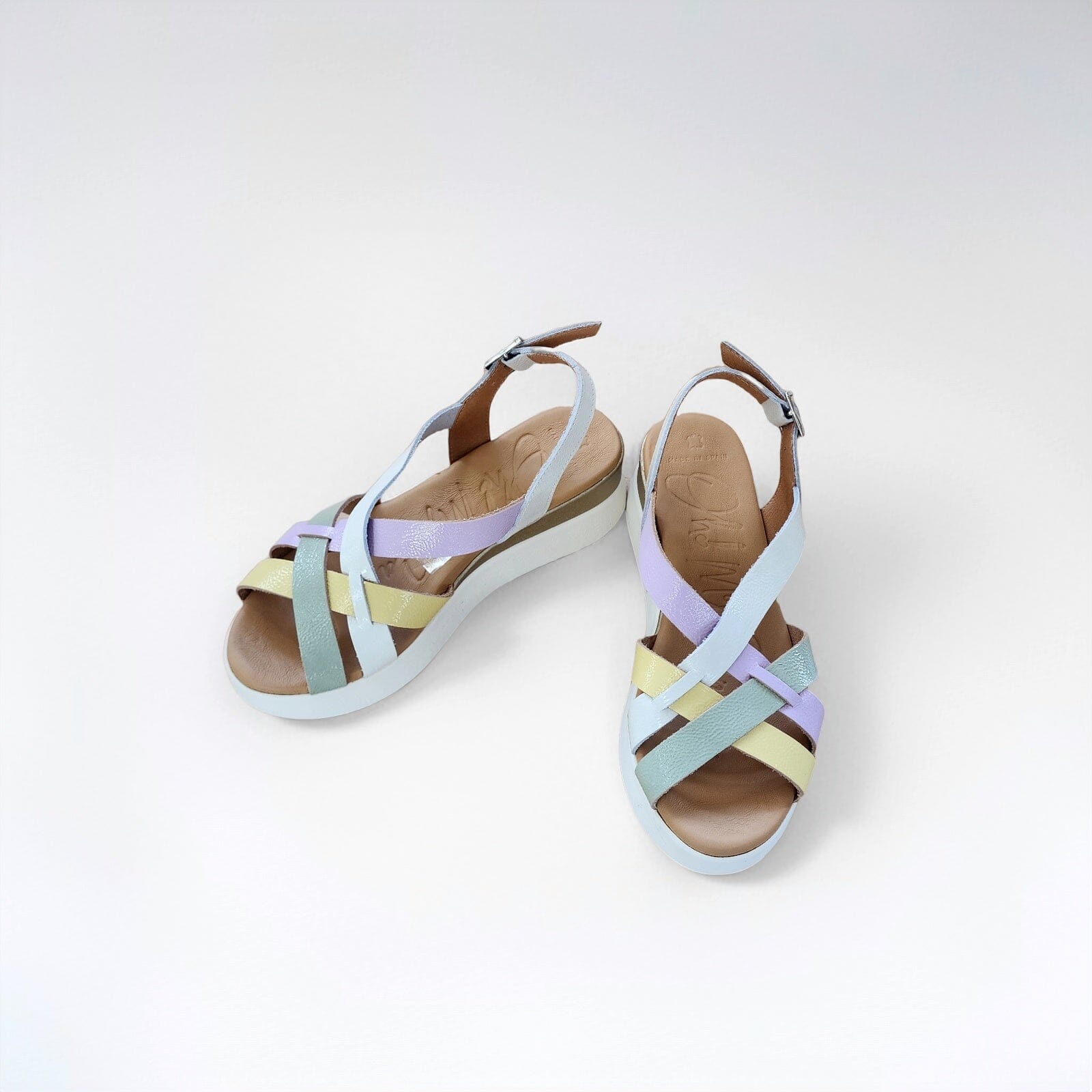 5670 Spanish leather Sport delux wedge in white/mutli colour (New) sandals Sam Star Shoes