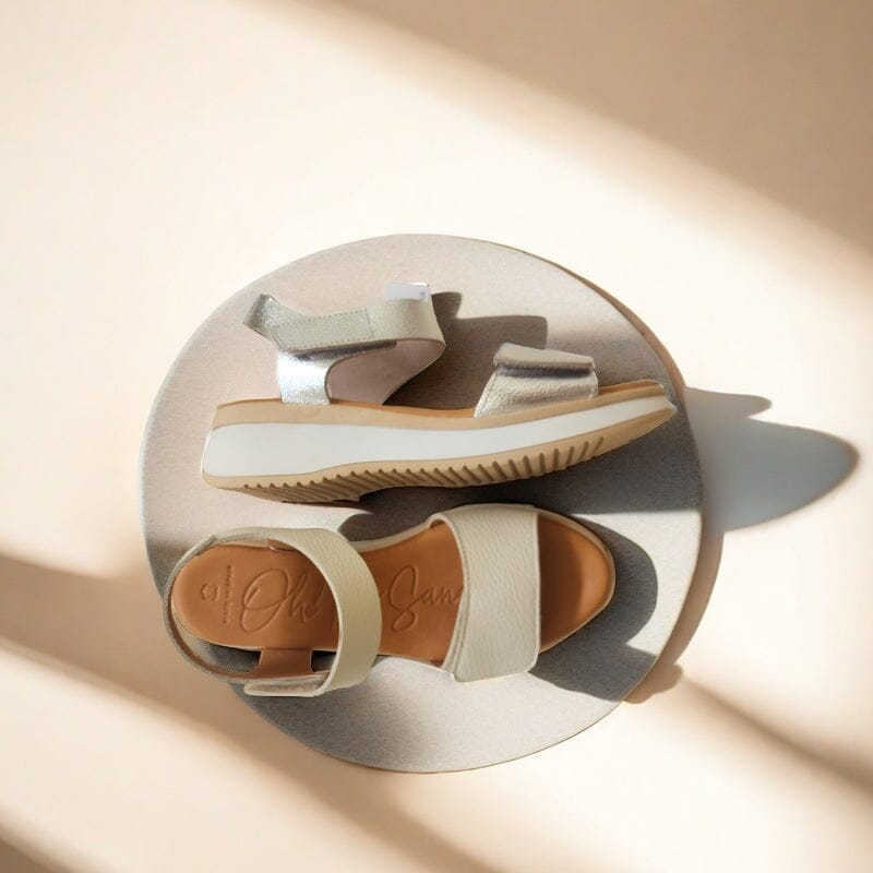 5411 Spanish leather Sport delux sandals/wedge with velcro in silver and white sandals Sam Star Shoes
