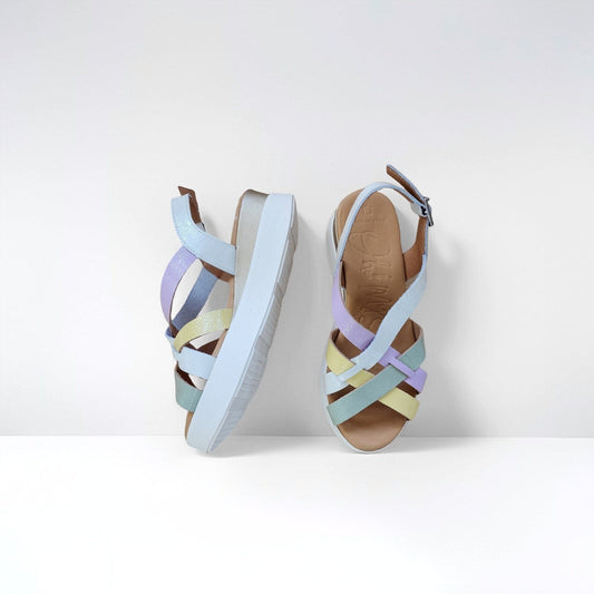 5670 Spanish leather Sport delux wedge in white/mutli colour (New) sandals Sam Star Shoes