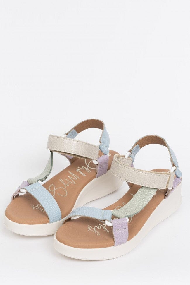 5186 Spanish leather Sport delux sandals/wedge with velcro in Pastel colour sandals Sam Star Shoes Pastel colour 38/5