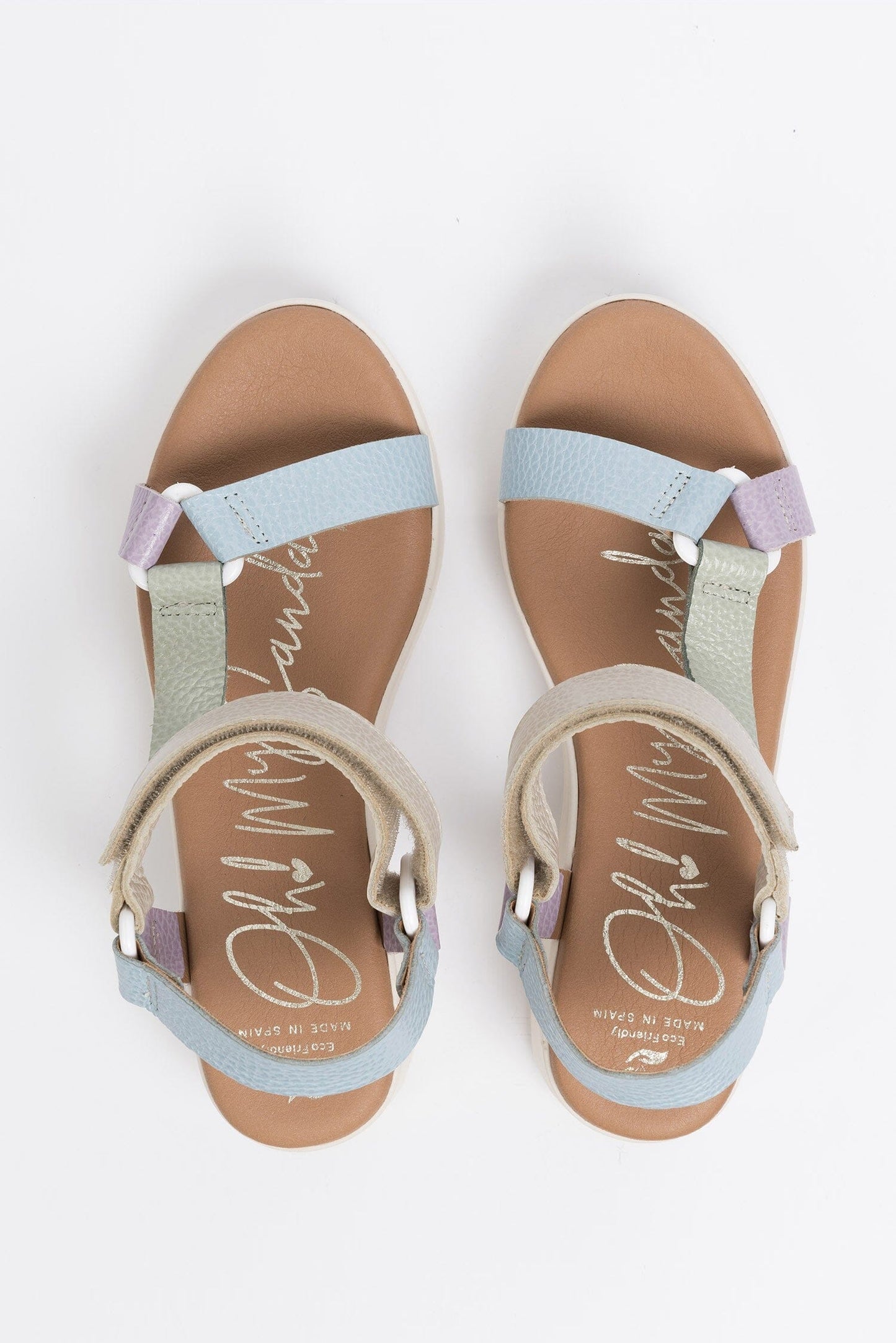 5186 Spanish leather Sport delux sandals/wedge with velcro in Pastel colour sandals Sam Star Shoes Pastel colour 40/7