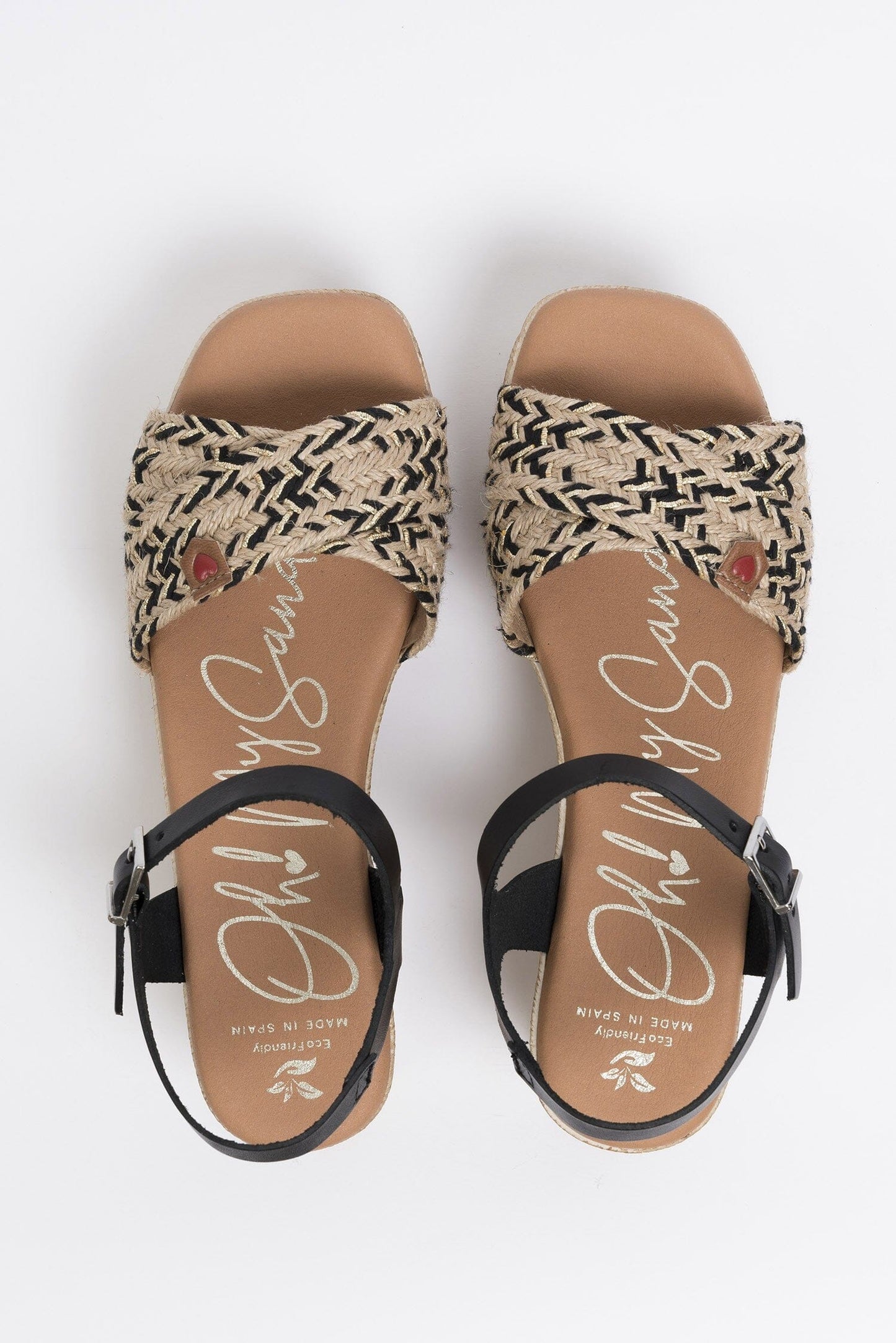5219 Spanish leather crossed strappy sandals/wedge in Black and White sandals Sam Star Shoes