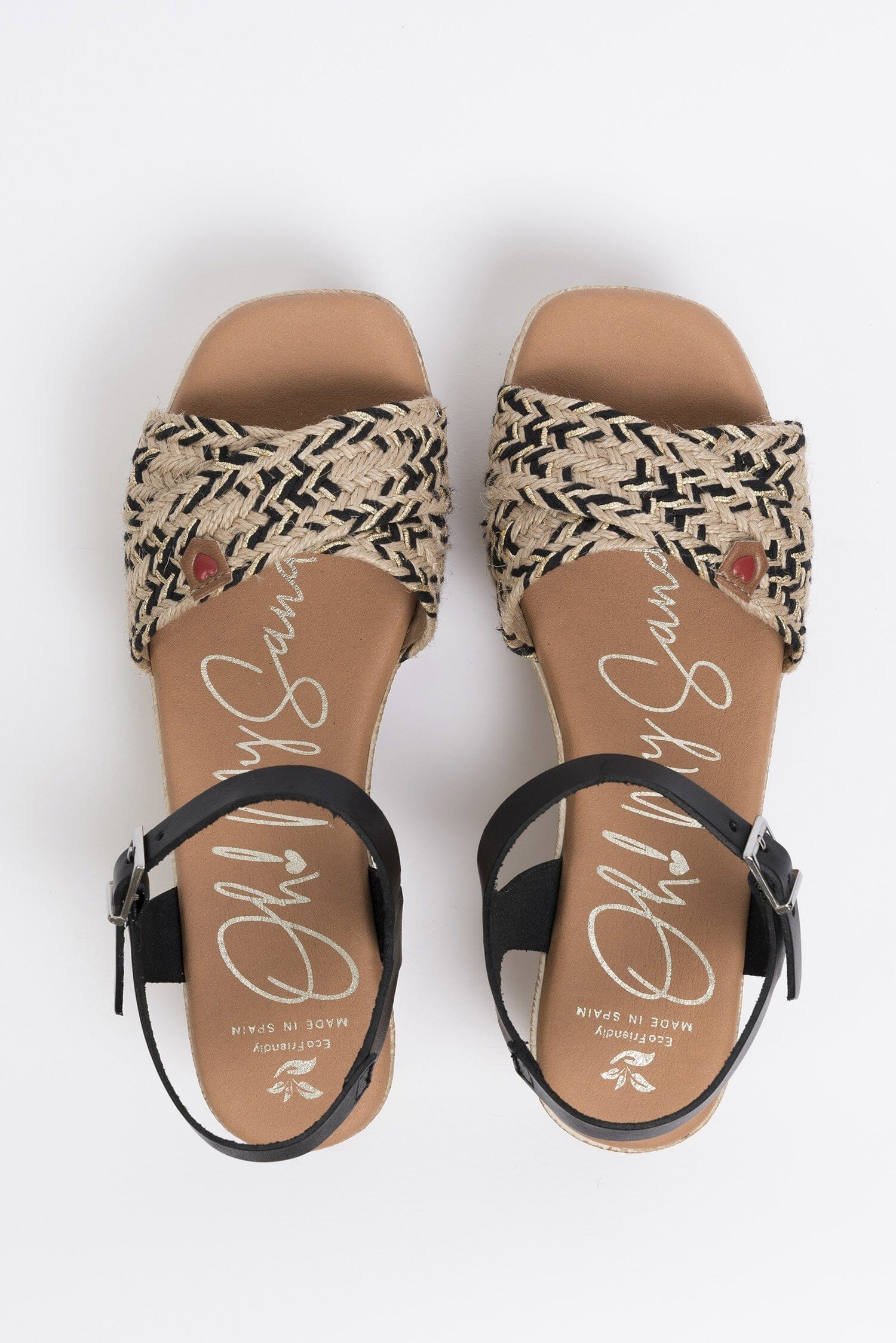 5219 Spanish leather crossed strappy sandals/wedge in Black and White sandals Sam Star Shoes