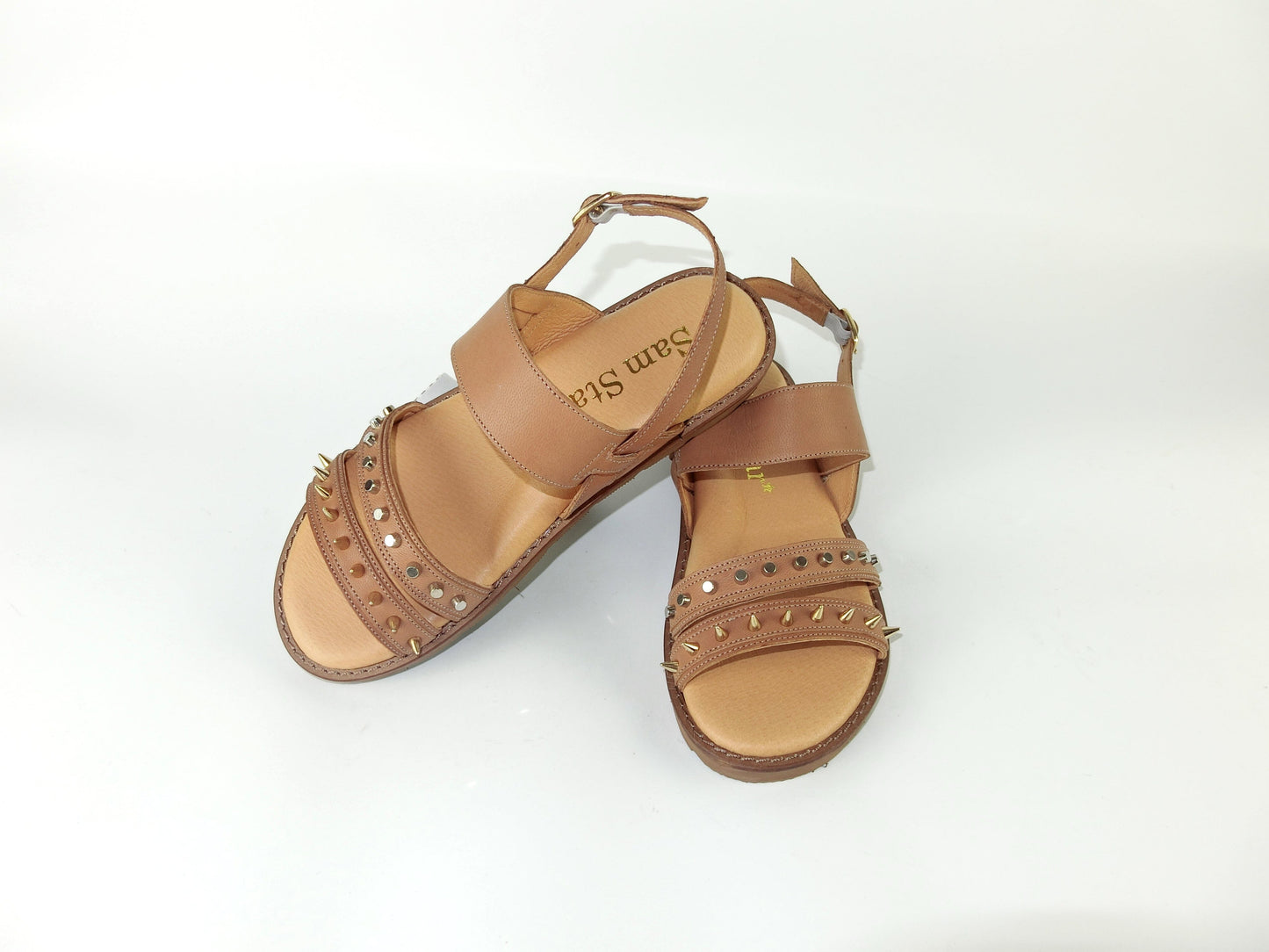 SS22018/19 Leather flat sandals with studs detail Sam Star Shoes