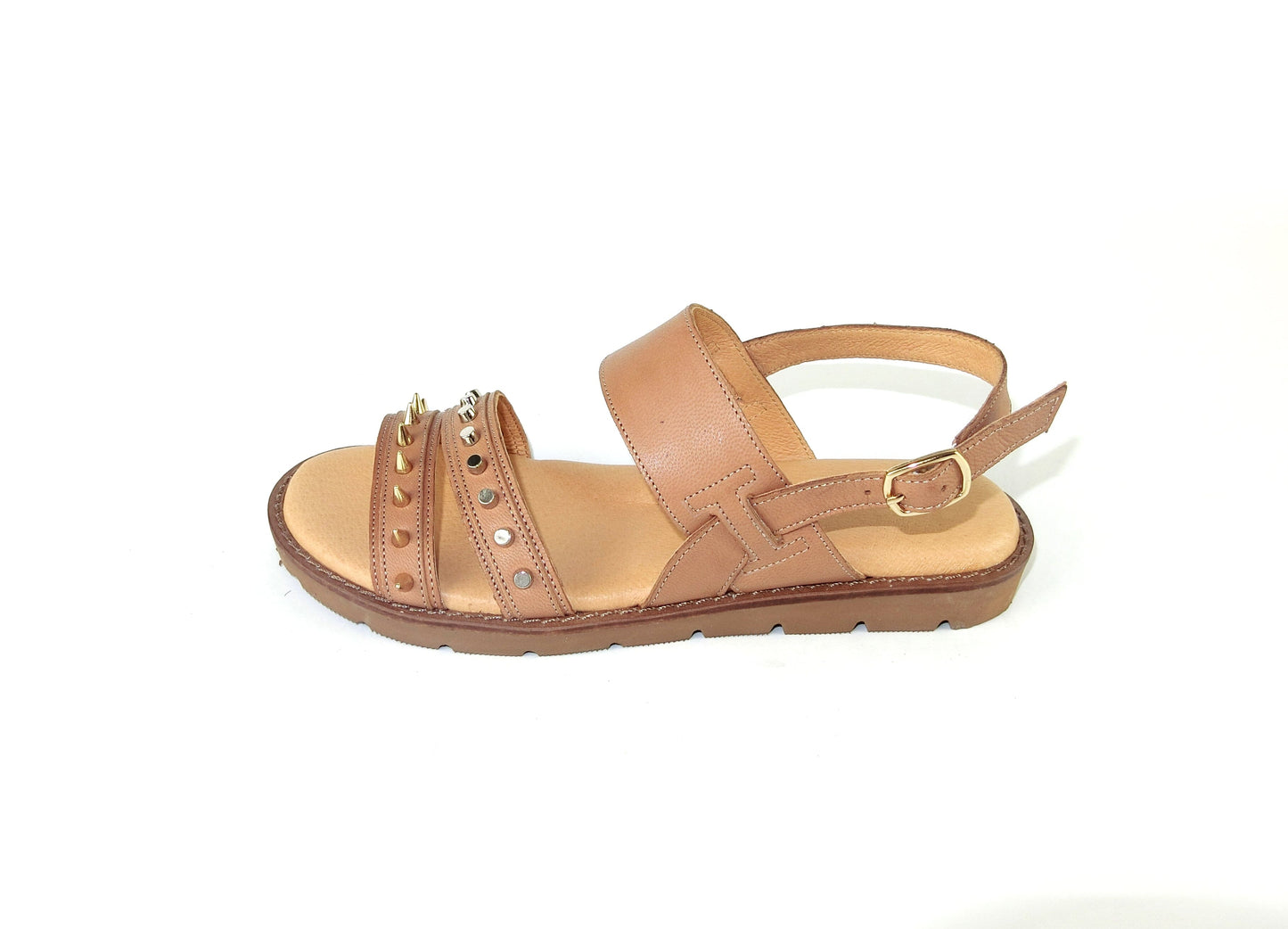 SS22018/19 Leather flat sandals with studs detail Sam Star Shoes