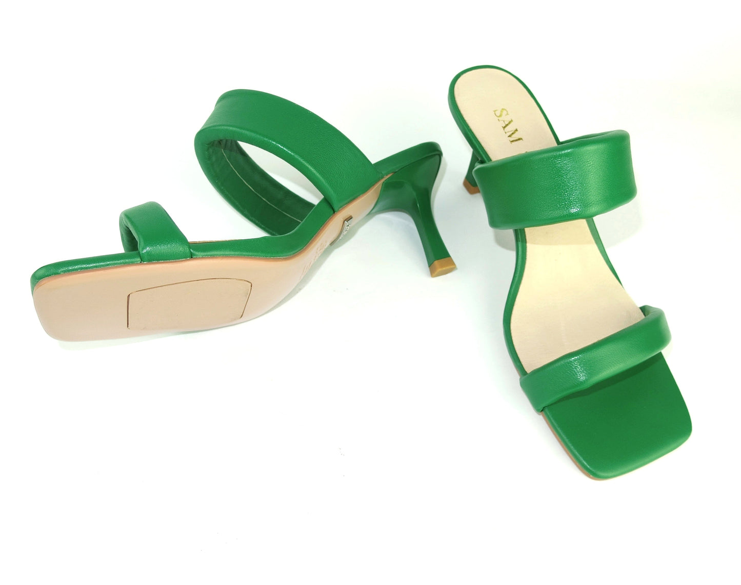 SS22012 Genuine leather puffy straps sandals in Green sandals Sam Star Shoes