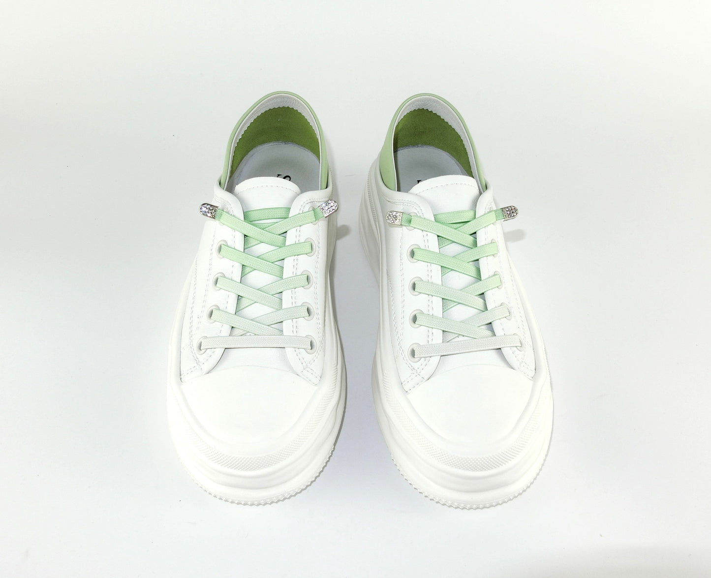 SS23003 Genuine leather white sneakers with cushions- Mint and Pale blue sneakers Sam Star Shoes White Mint 36/3