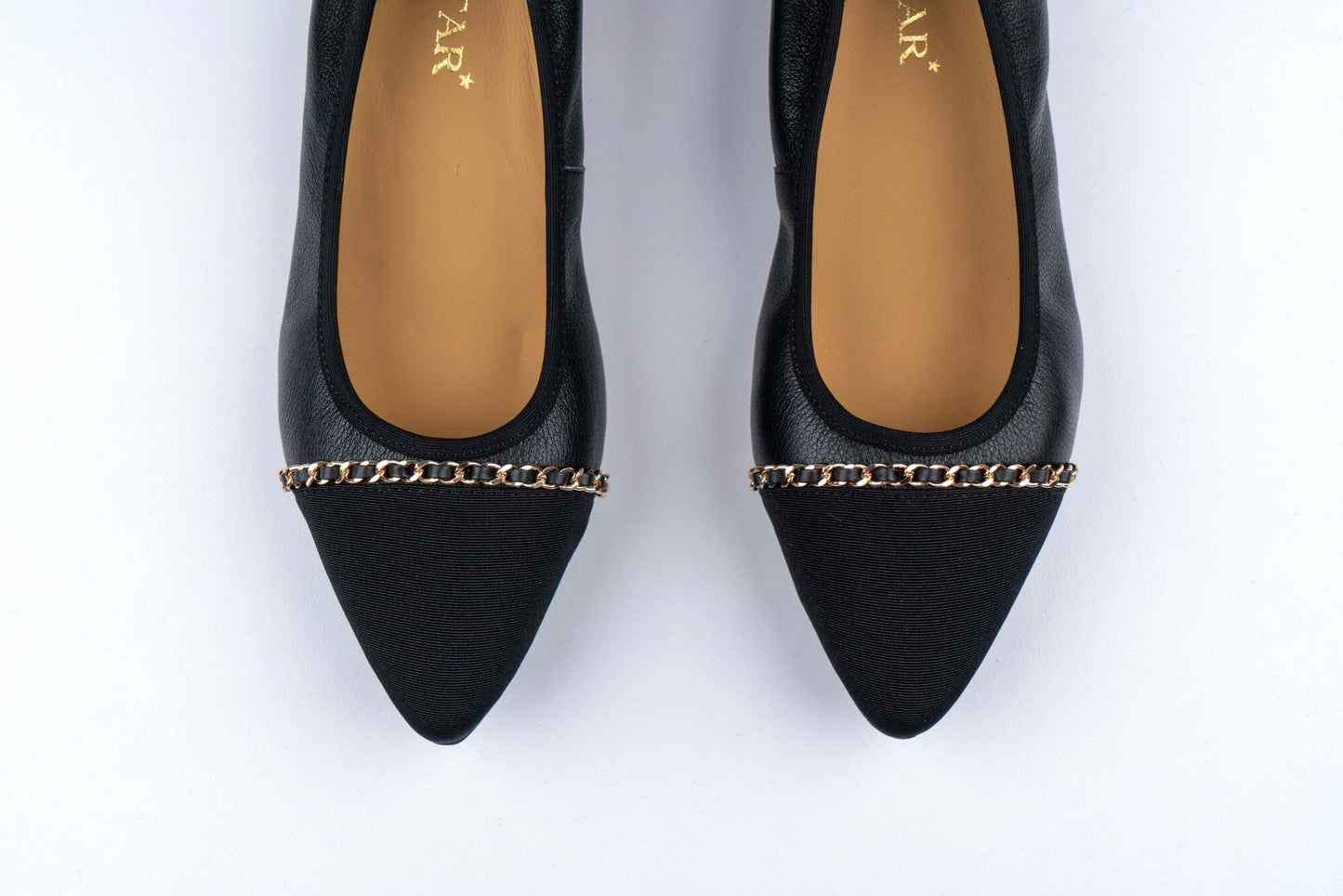 SS23001 Pointy Leather pumps with chain detail and extra cushion( new arrival ) Pumps Sam Star Shoes