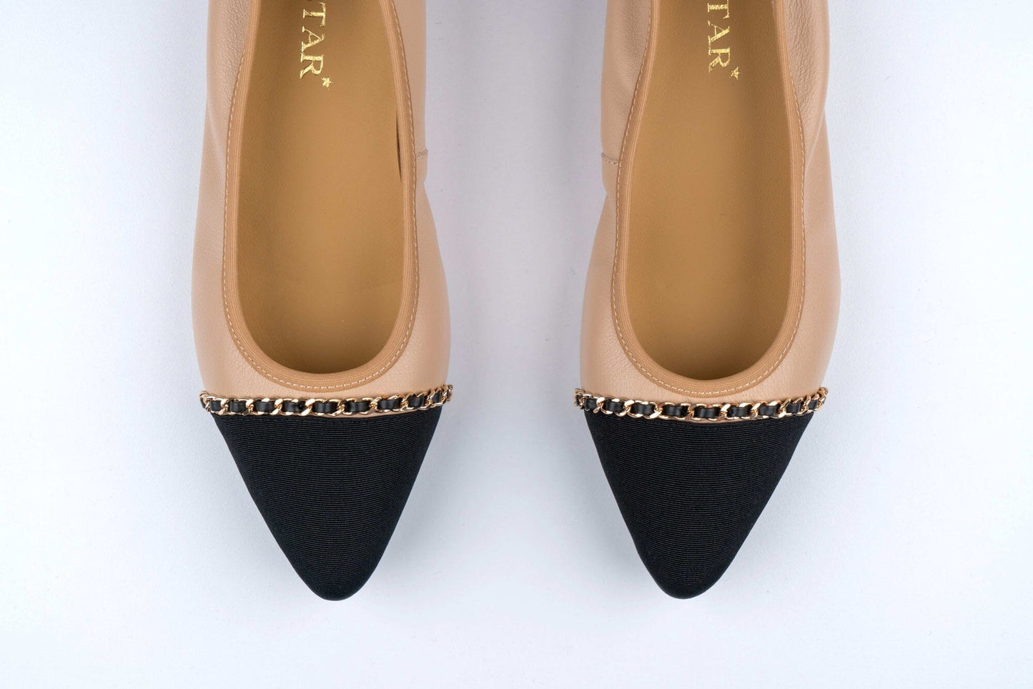 SS23001 Pointy Leather pumps with chain detail and extra cushion( new arrival ) Pumps Sam Star Shoes