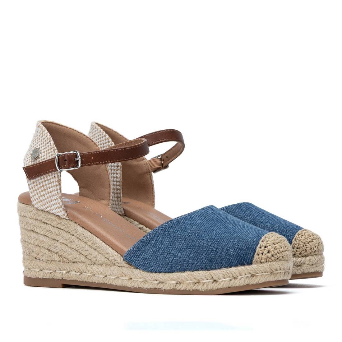 140746 Spanish Wedge with expadrilles in denim blue (New) sandals Sam Star Shoes Blue 36/3 