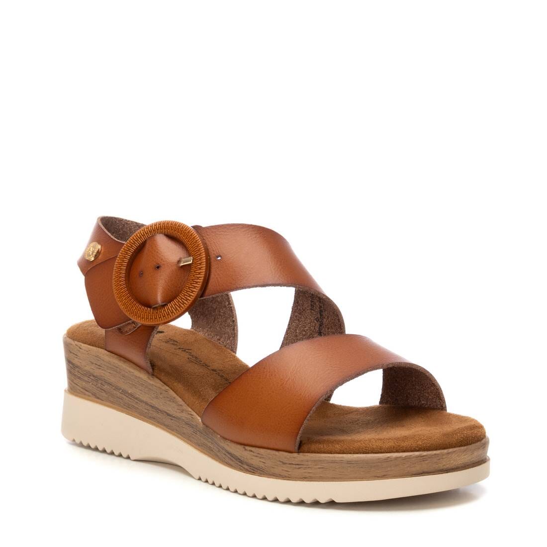 143944 Spanish Wedge with buckle design in Tan and cream (New) sandals Sam Star Shoes 