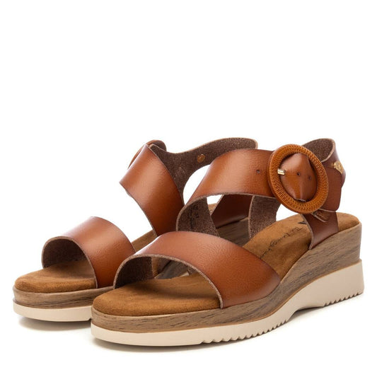 143944 Spanish Wedge with buckle design in Tan and cream (New) sandals Sam Star Shoes Tan 36/3 