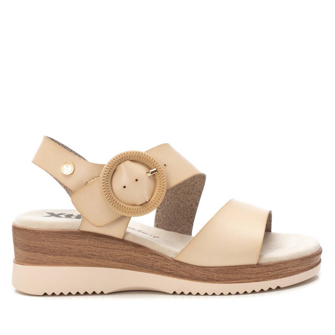 143944 Spanish Wedge with buckle design in Tan and cream (New) sandals Sam Star Shoes Cream/Beige 36/3 