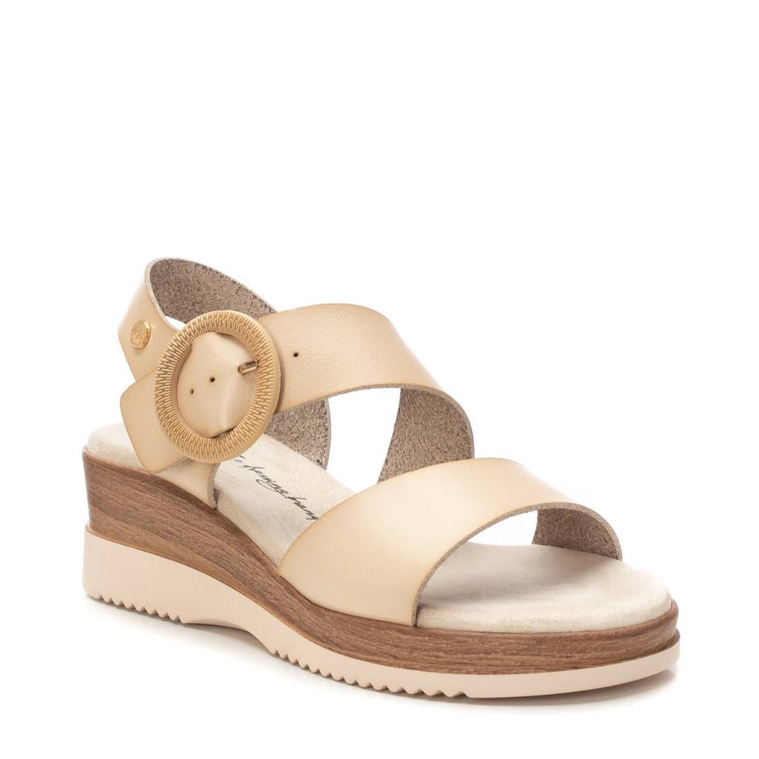 143944 Spanish Wedge with buckle design in Tan and cream (New) sandals Sam Star Shoes 