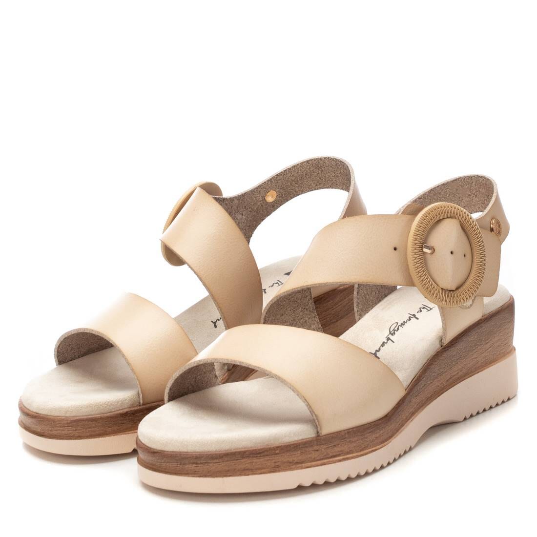 143944 Spanish Wedge with buckle design in Tan and cream (New) sandals Sam Star Shoes 