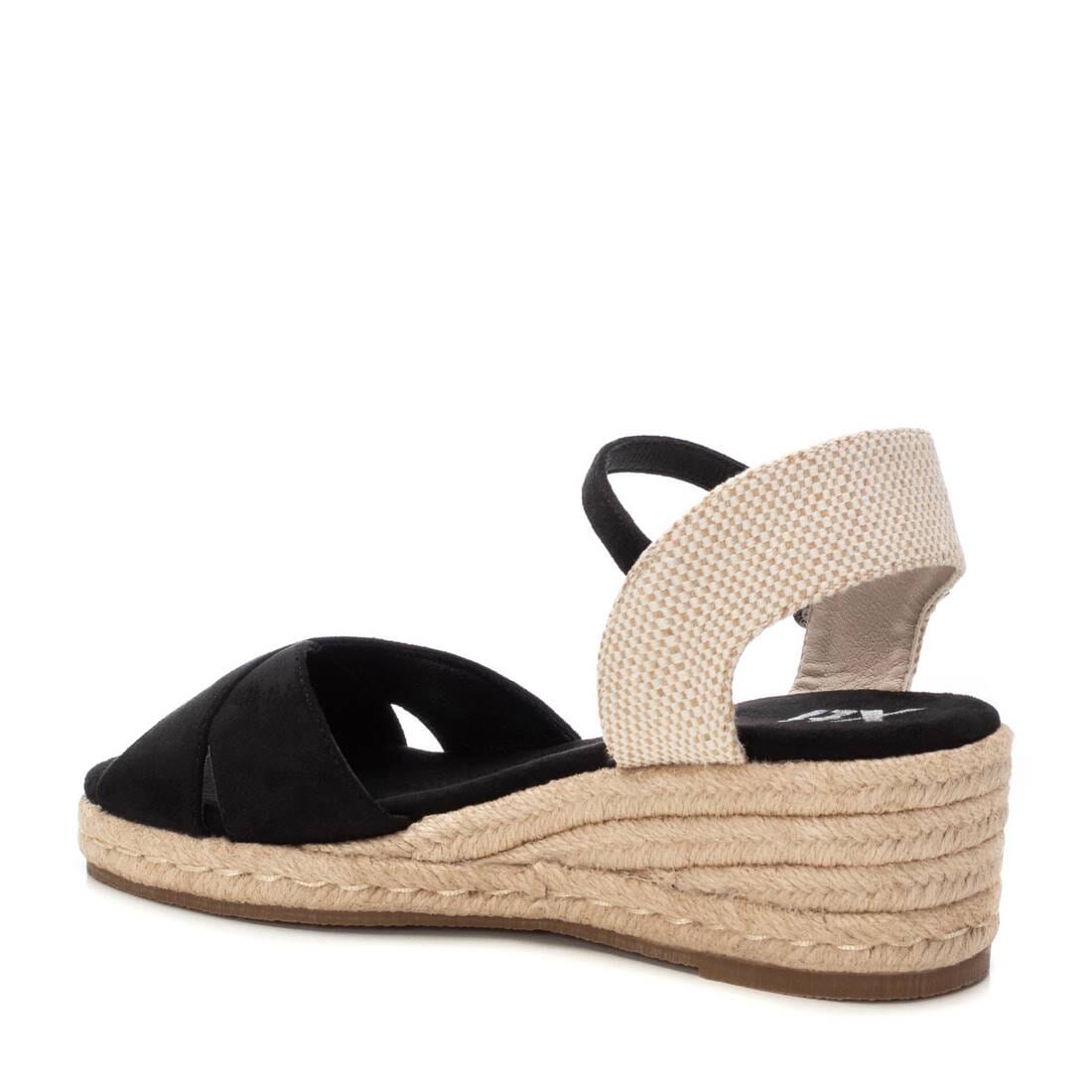 144110 Spanish Wedge with expadrilles sandals in Black and Tan sandals Sam Star Shoes 