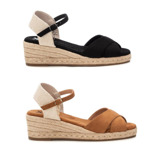 144110 Spanish Wedge with expadrilles sandals in Black and Tan sandals Sam Star Shoes 
