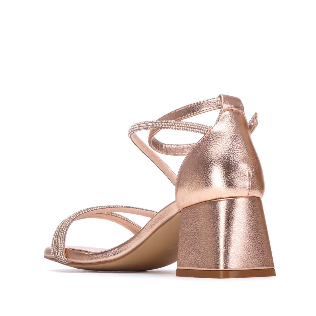 145341 Spanish designed sandals in block heel in rosegold (New) sandals Sam Star Shoes 