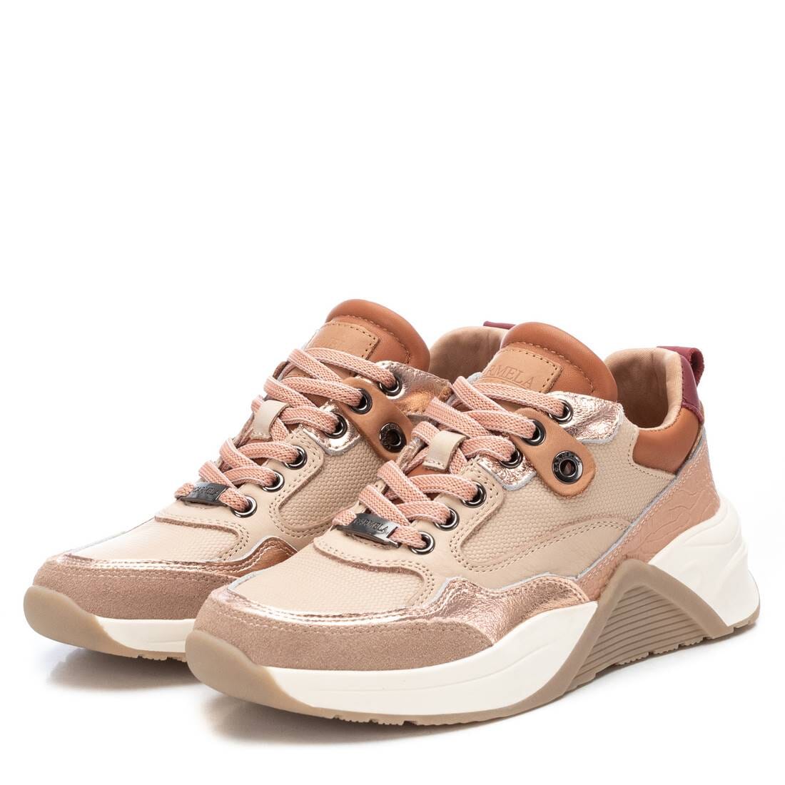 160259 Spanish Leather sneakers with colour blocking detail in beige/pink sneakers Sam Star shoes 