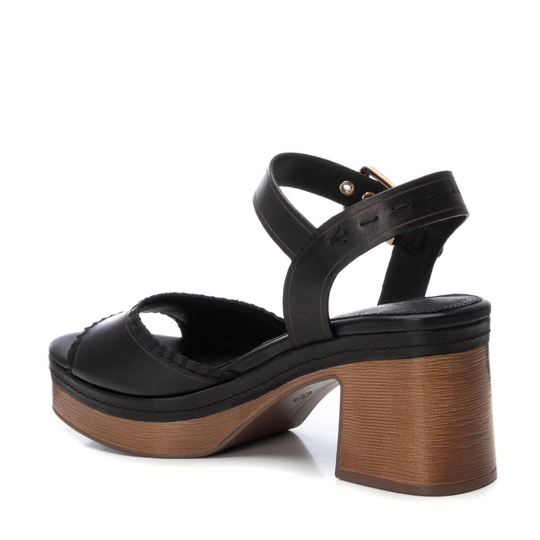162207 Spanish leather strappy sandals in block heel platform in Tan and Black sandals Sam Star Shoes 