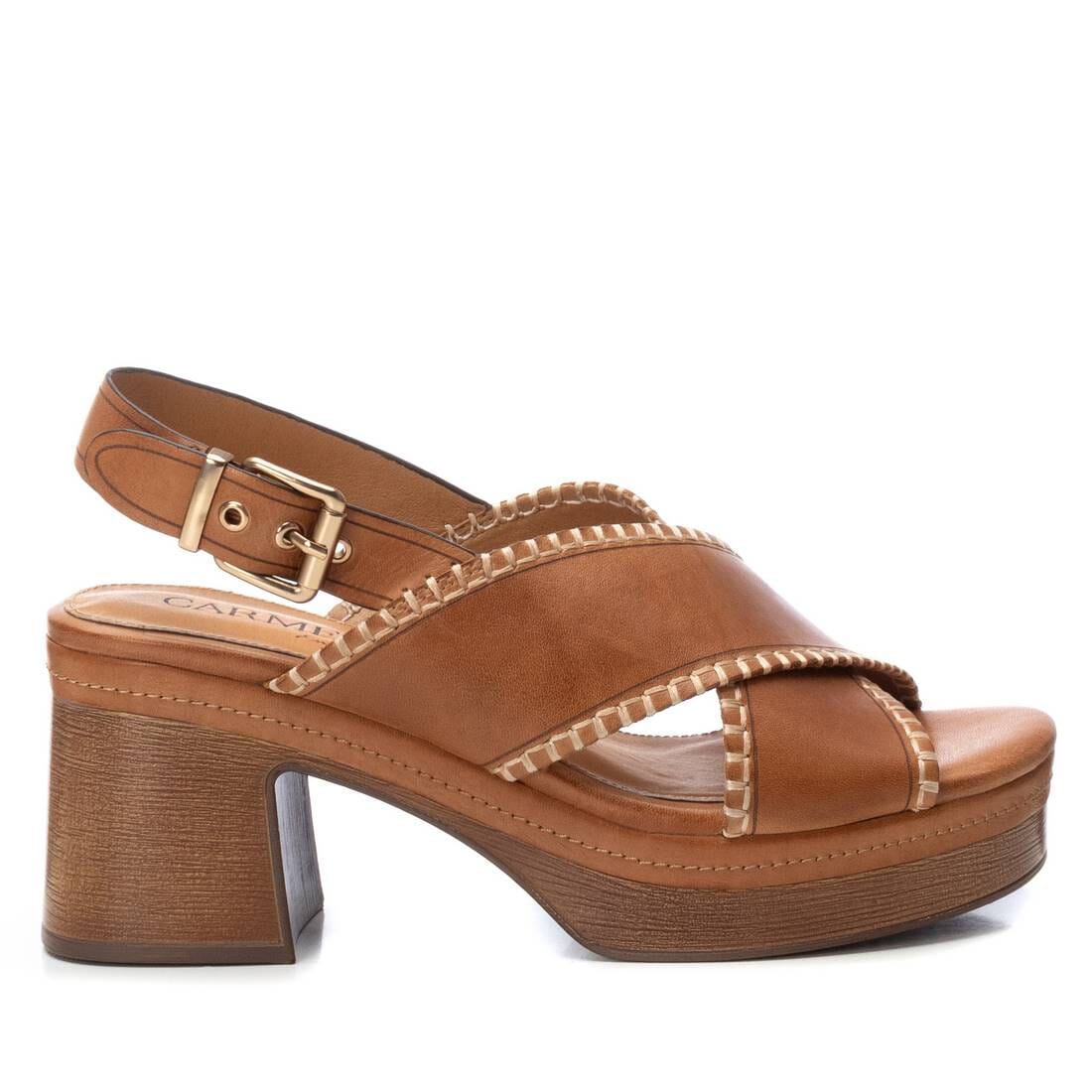 162209 Spanish leather crossed strappy sandals in block heel platform in Tan and Black sandals Sam Star Shoes 