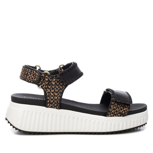 162243 Spanish leather Sport delux sandals/wedge with velcro in black sandals Sam Star Shoes Pastel colour 36/3 