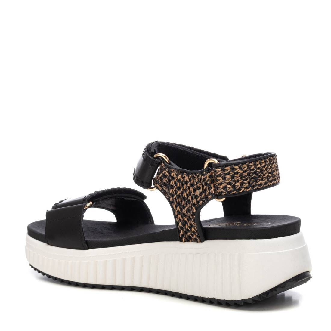 162243 Spanish leather Sport delux sandals/wedge with velcro in black sandals Sam Star Shoes 