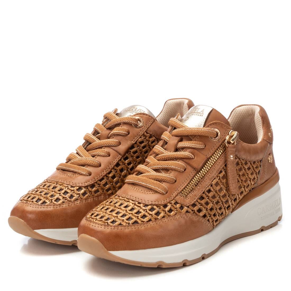 162326 Spanish design leather sneakers with rafia design in Tan sneakers Sam Star Shoes Tan 36/3 